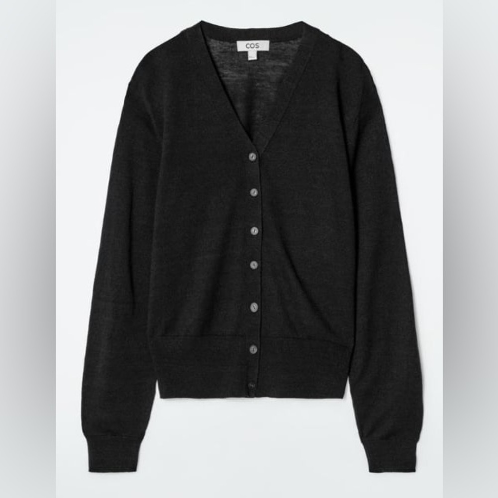 COS Merino Wool-Linen Blend V-Neck Cardigan Size S
